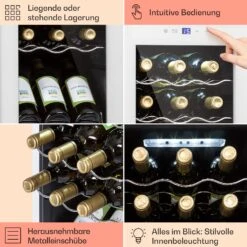 Shiraz 15 Slim Uno Weinkühlschrank 44l Touch-Bedienfeld 5-18°C -Klarstein Verkaufsgeschäft 10040214 de 0005 usp