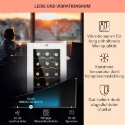 Shiraz 18 Slim Uno Weinkühlschrank 50l 18Fl Touch-Bedienfeld 5-18°C -Klarstein Verkaufsgeschäft 10040215 de 0004 usp