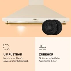 Montblanc 90 Dunstabzugshaube 610m³/h 165W 2x1,5W LED Reling -Klarstein Verkaufsgeschäft 10040265 de 0005 logo