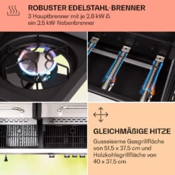 Kingsville 3.1 Kombigrill Gas + Kohle 10,9 KW 3+1 Brenner -Klarstein Verkaufsgeschäft 10040270 de 0005 usp