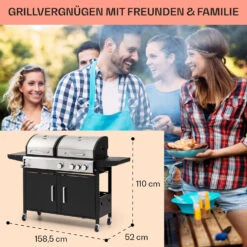 Kingsville 3.1 Kombigrill Gas + Kohle 10,9 KW 3+1 Brenner -Klarstein Verkaufsgeschäft 10040270 de 0007 usp