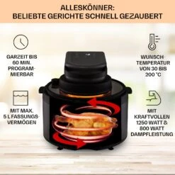 Vendure Heißluftfritteuse Mit Dampffunktion 1250W 5 Liter 6 Programme -Klarstein Verkaufsgeschäft 10040278 de 0003 usp