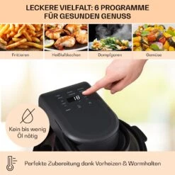 Vendure Heißluftfritteuse Mit Dampffunktion 1250W 5 Liter 6 Programme -Klarstein Verkaufsgeschäft 10040278 de 0004 usp