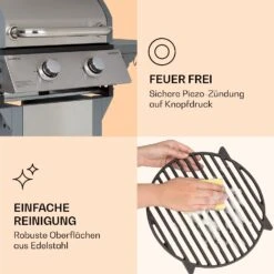 Lucifer 2 Gasgrill 2 X 3,6 KW Brenner 45x45cm Grill Edelstahl Mobil -Klarstein Verkaufsgeschäft 10040279 de 0007 logo