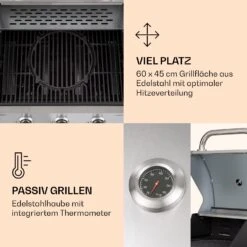 Lucifer 3 Gasgrill 3 X 3,6 KW Brenner 60x45cm Grill Edelstahl Mobil 13 Lucifer 3 Gasgrill 3 X 3,6 KW Brenner 60x45cm Grill Edelstahl Mobil -Klarstein Verkaufsgeschäft 10040280 de 0004 logo