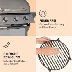 Lucifer 3 Gasgrill 3 X 3,6 KW Brenner 60x45cm Grill Edelstahl Mobil 16 Lucifer 3 Gasgrill 3 X 3,6 KW Brenner 60x45cm Grill Edelstahl Mobil -Klarstein Verkaufsgeschäft 10040280 de 0007 logo