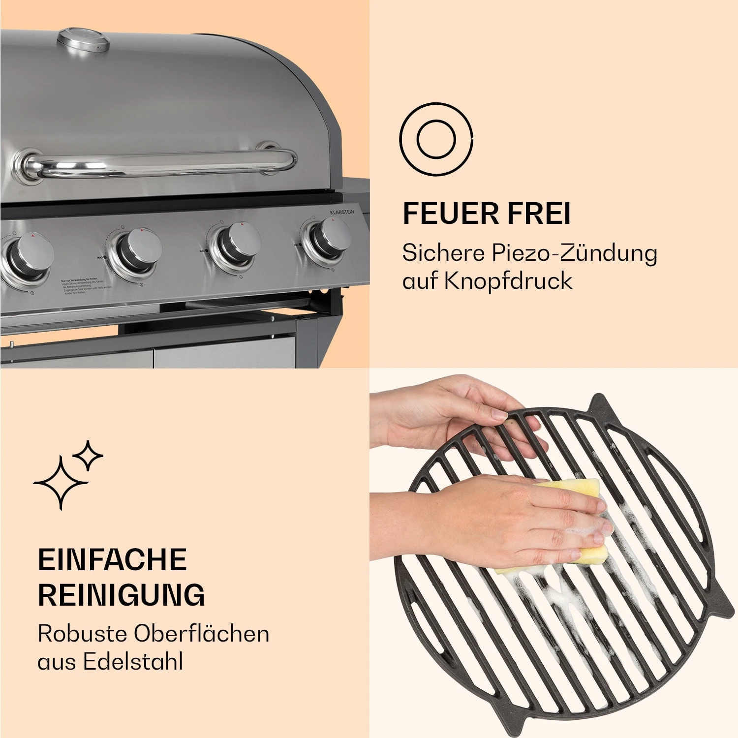 Lucifer 4 Gasgrill 4 X 3,6 KW Brenner 69x45cm Grill Edelstahl Mobil 9 Lucifer 4 Gasgrill 4 X 3,6 KW Brenner 69x45cm Grill Edelstahl Mobil – Bild 7