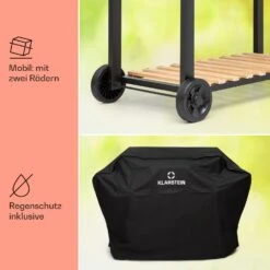 Aberdeen Double Holzkohlegrill Smoker Thermometer 2 Seitentische Mobil -Klarstein Verkaufsgeschäft 10040293 de 0008 usp