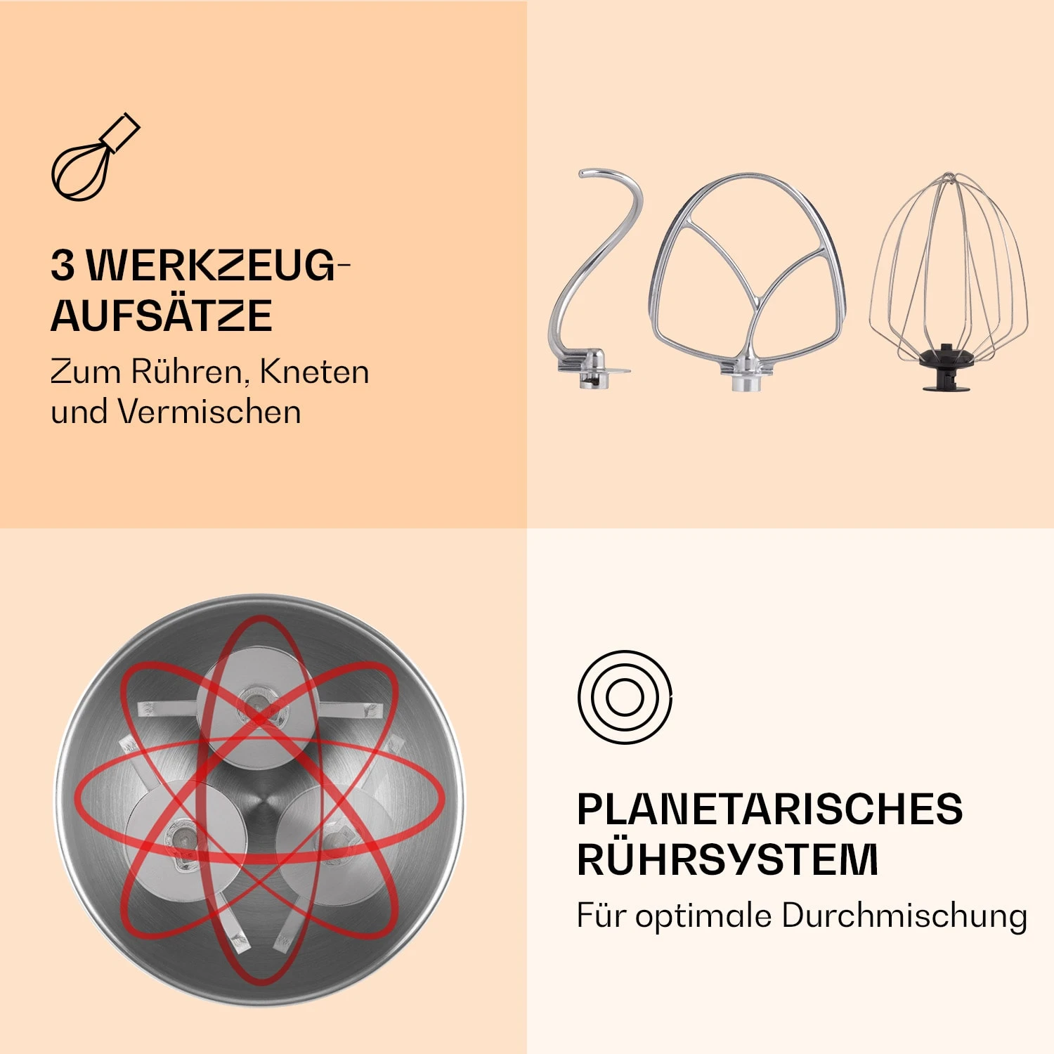 Renata Rossa Küchenmaschine 3-in-1 2000W 2,7PS 5Ltr Edelstahl BPA-frei 6 Renata Rossa Küchenmaschine 3-in-1 2000W 2,7PS 5Ltr Edelstahl BPA-frei – Bild 4