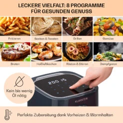 Crisp-Pro Heißluftfritteuse Air Fryer 1400W 2,8 Ltr Timer Edelstahl -Klarstein Verkaufsgeschäft 10040698 de 0003 usp