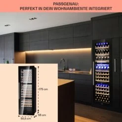 Vinsider 89 Built-In Trio Built-In Weinkühlschrank 5 – 18 °C Touch-Bedienfeld Holzregale -Klarstein Verkaufsgeschäft 10040720 de 0006 usp
