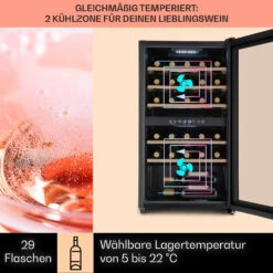 Barossa 29 Duo Weinkühlschrank 29 Fl 80 Ltr 2 Zonen Drucktasten 11 Barossa 29 Duo Weinkühlschrank 29 Fl 80 Ltr 2 Zonen Drucktasten -Klarstein Verkaufsgeschäft 10041124 de 0003 usp