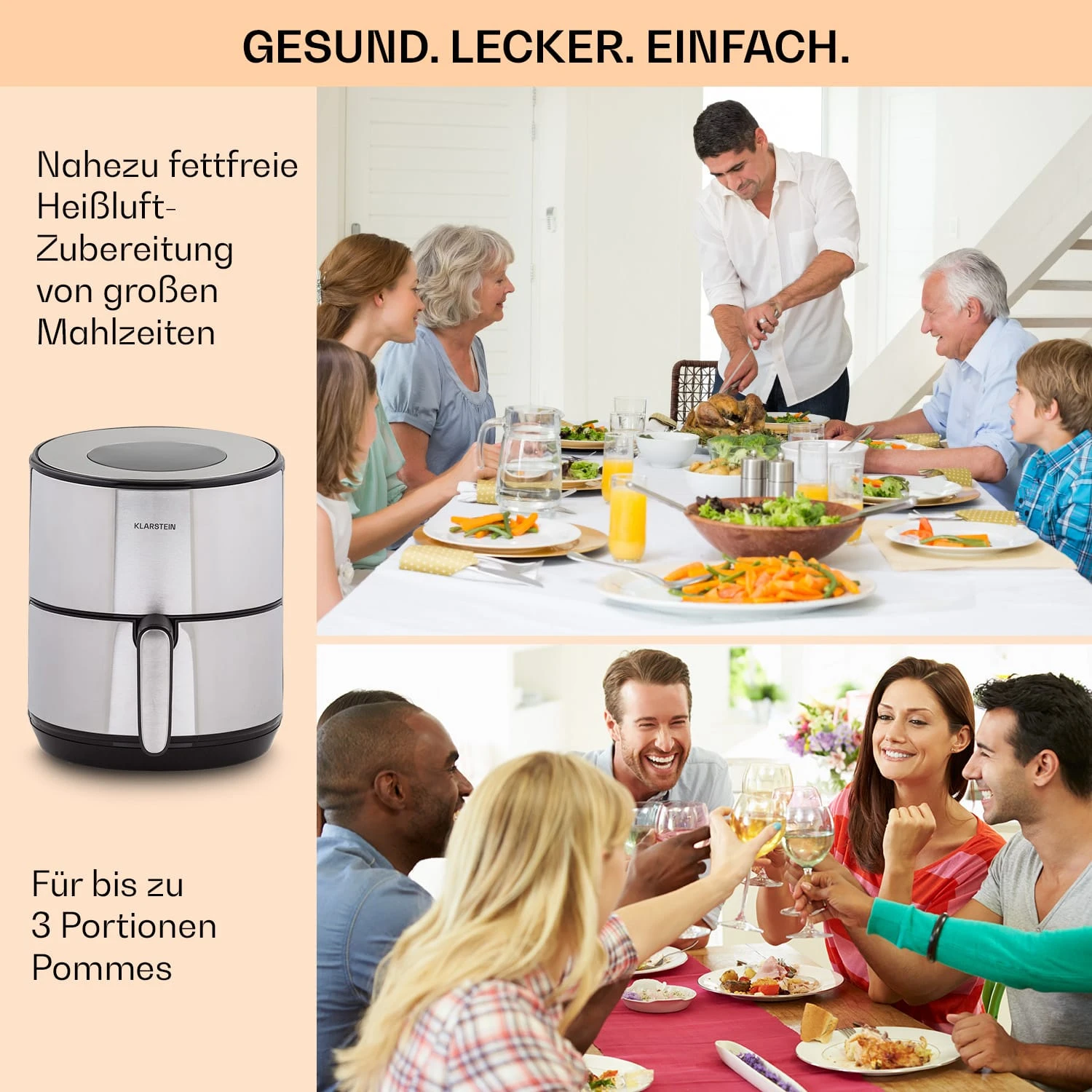 Klarstein Crisp-Pro 4,3L Air Fry Stainless Steel 7 Klarstein Crisp-Pro 4,3L Air Fry Stainless Steel – Bild 5
