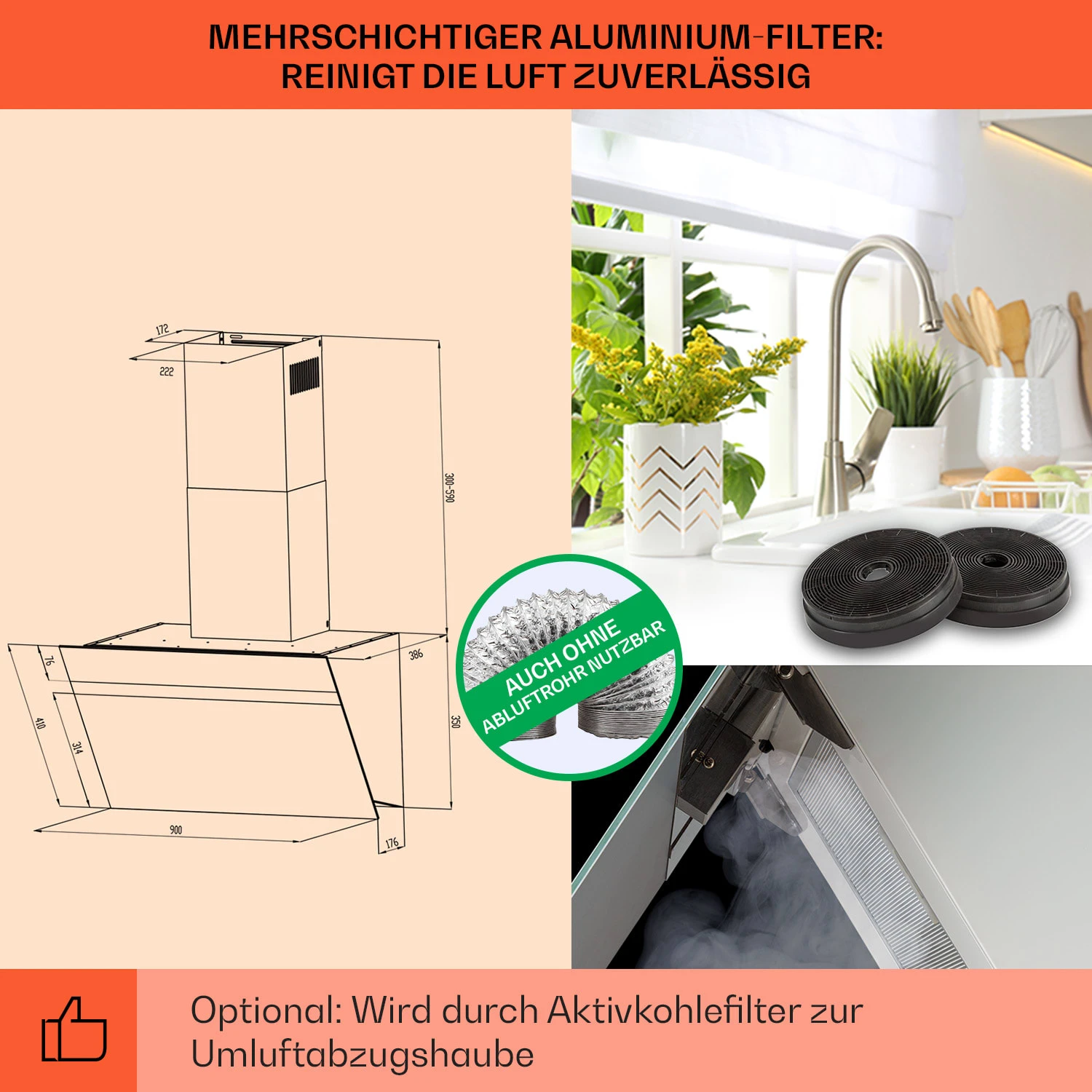 Ava 90 Dunstabzugshaube 90cm Wandhaube WiFi A++ 515m³/h Touch 7 Ava 90 Dunstabzugshaube 90cm Wandhaube WiFi A++ 515m³/h Touch – Bild 5