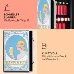 Beersafe 70 Bierzeit Edition Kühlschrank 70 Ltr 3 Böden Glas Edelstahl -Klarstein Verkaufsgeschäft 10041176 de 0004 usp