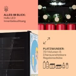 Beersafe 70 Bierzeit Edition Kühlschrank 70 Ltr 3 Böden Glas Edelstahl -Klarstein Verkaufsgeschäft 10041176 de 0005 usp