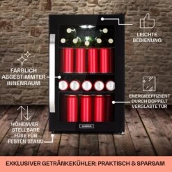 Beersafe 70 Bierzeit Edition Kühlschrank 70 Ltr 3 Böden Glas Edelstahl -Klarstein Verkaufsgeschäft 10041176 de 0006 usp