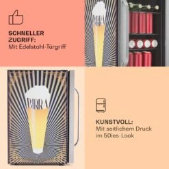 Beersafe 70 Birra Edition Kühlschrank 70 Ltr 3 Böden Glastür Edelstahl -Klarstein Verkaufsgeschäft 10041177 de 0004 usp