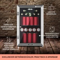 Beersafe 70 Birra Edition Kühlschrank 70 Ltr 3 Böden Glastür Edelstahl -Klarstein Verkaufsgeschäft 10041177 de 0006 usp