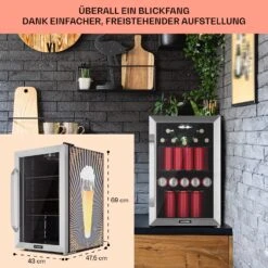 Beersafe 70 Birra Edition Kühlschrank 70 Ltr 3 Böden Glastür Edelstahl -Klarstein Verkaufsgeschäft 10041177 de 0007 usp