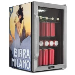 Beersafe 70 Birra Milano Edition Kühlschrank 70 Liter 3 Böden Panoramaglastür Edelstahl