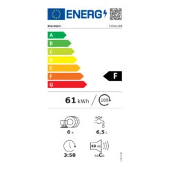 Amazonia 8 Geschirrspülmaschine 1620 Watt Für 8 Maßgedecke 49 DB Aquastop -Klarstein Verkaufsgeschäft 10041204 energy label