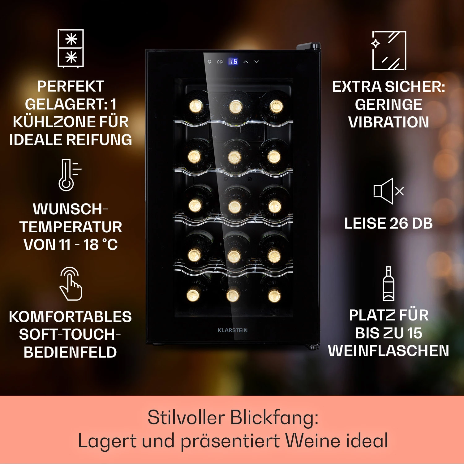 Barolo 15 Uno Weinkühlschrank 48 Ltr 15 Flaschen 11-18°C SingleZone 4 Barolo 15 Uno Weinkühlschrank 48 Ltr 15 Flaschen 11-18°C SingleZone – Bild 2