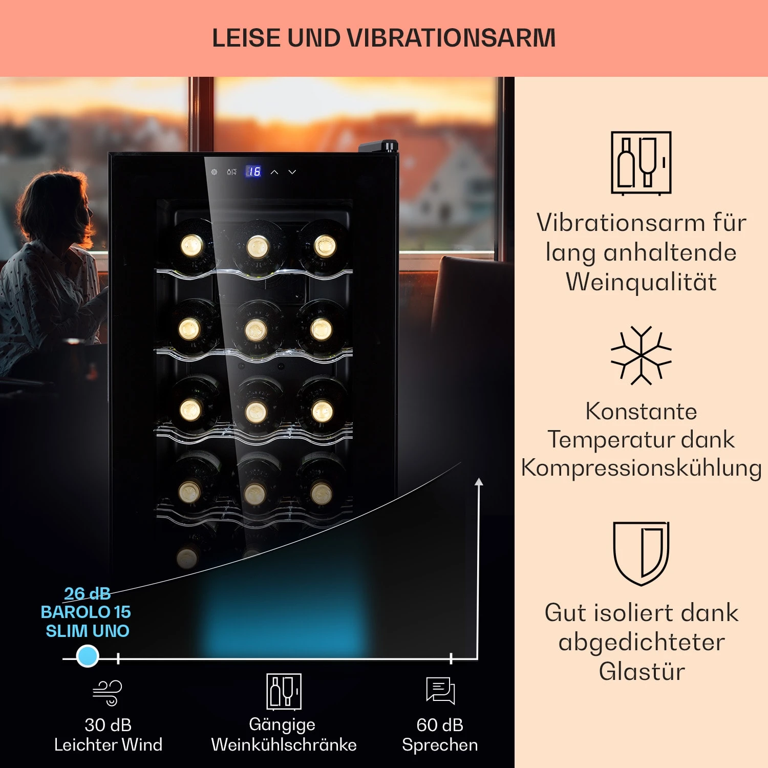 Barolo 15 Uno Weinkühlschrank 48 Ltr 15 Flaschen 11-18°C SingleZone 6 Barolo 15 Uno Weinkühlschrank 48 Ltr 15 Flaschen 11-18°C SingleZone – Bild 4