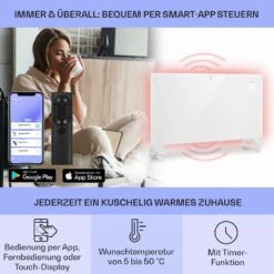 Bansin Crystal Smart Konvektions-Heizgerät 1500W 5 - 50 °C App-Steuerung -Klarstein Verkaufsgeschäft 10041210 de 0003 usp