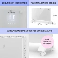 Bansin Crystal Smart Konvektions-Heizgerät 1500W 5 - 50 °C App-Steuerung -Klarstein Verkaufsgeschäft 10041210 de 0006 usp