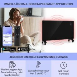 Bansin Crystal Smart Konvektions-Heizgerät 2500W 5 - 50 °C App-Steuerung -Klarstein Verkaufsgeschäft 10041211 de 0003 usp