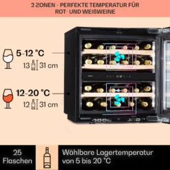 Rhône 25 Duo Weinkühlschrank Kompression 2 Zonen 75 Ltr / 25 Flaschen -Klarstein Verkaufsgeschäft 10041239 de 0003 usp