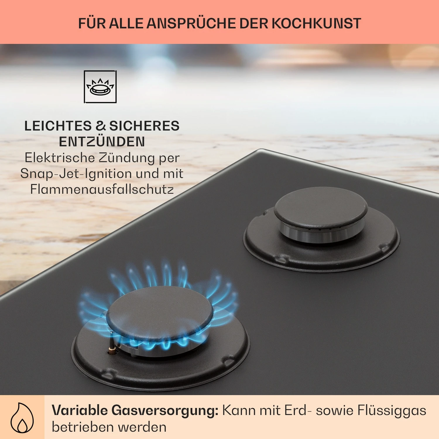 Firetale Gaskochfeld 4-flammig 60 Cm Aluminium-Brenner Inkl. Schlauch Und Druckminderer 7 Firetale Gaskochfeld 4-flammig 60 Cm Aluminium-Brenner Inkl. Schlauch Und Druckminderer – Bild 5