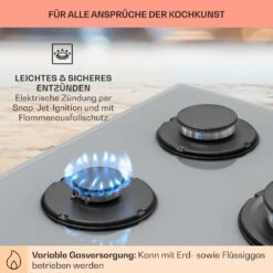 Firetale Gaskochfeld 5-flammig 70 Cm Aluminium-Brenner Inkl. Schlauch Und Druckminderer -Klarstein Verkaufsgeschäft 10041303 de 0005 usp