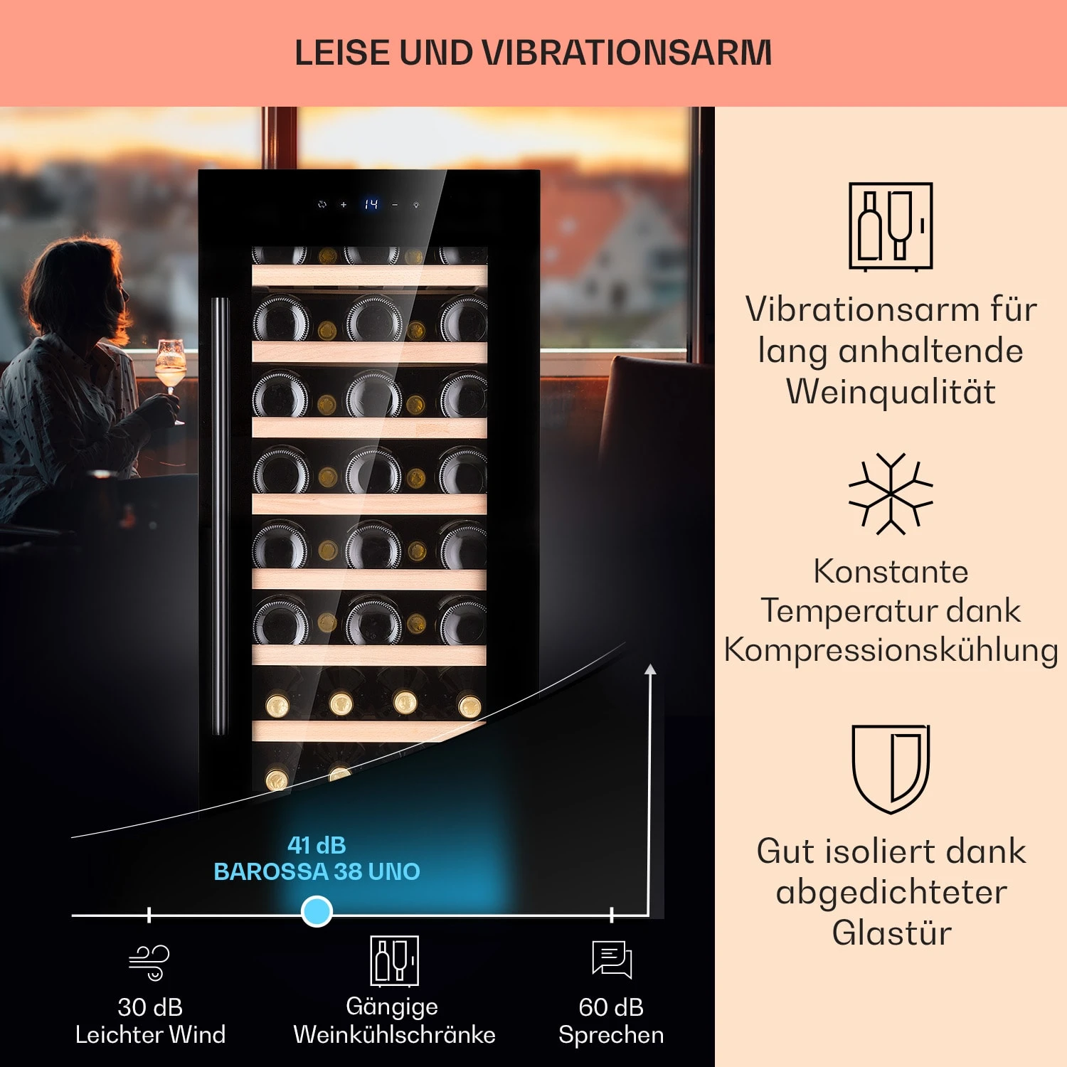 Barossa 38 Uno Weinkühlschrank 1 Zone 94 Ltr 38 Fl Touch-Display 6 Barossa 38 Uno Weinkühlschrank 1 Zone 94 Ltr 38 Fl Touch-Display – Bild 4