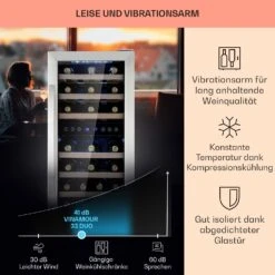Vinamour 33 Duo Weinkühlschrank 2 Zonen 89 L / 33 Flaschen 5-18°C Touch -Klarstein Verkaufsgeschäft 10041311 de 0004 logo