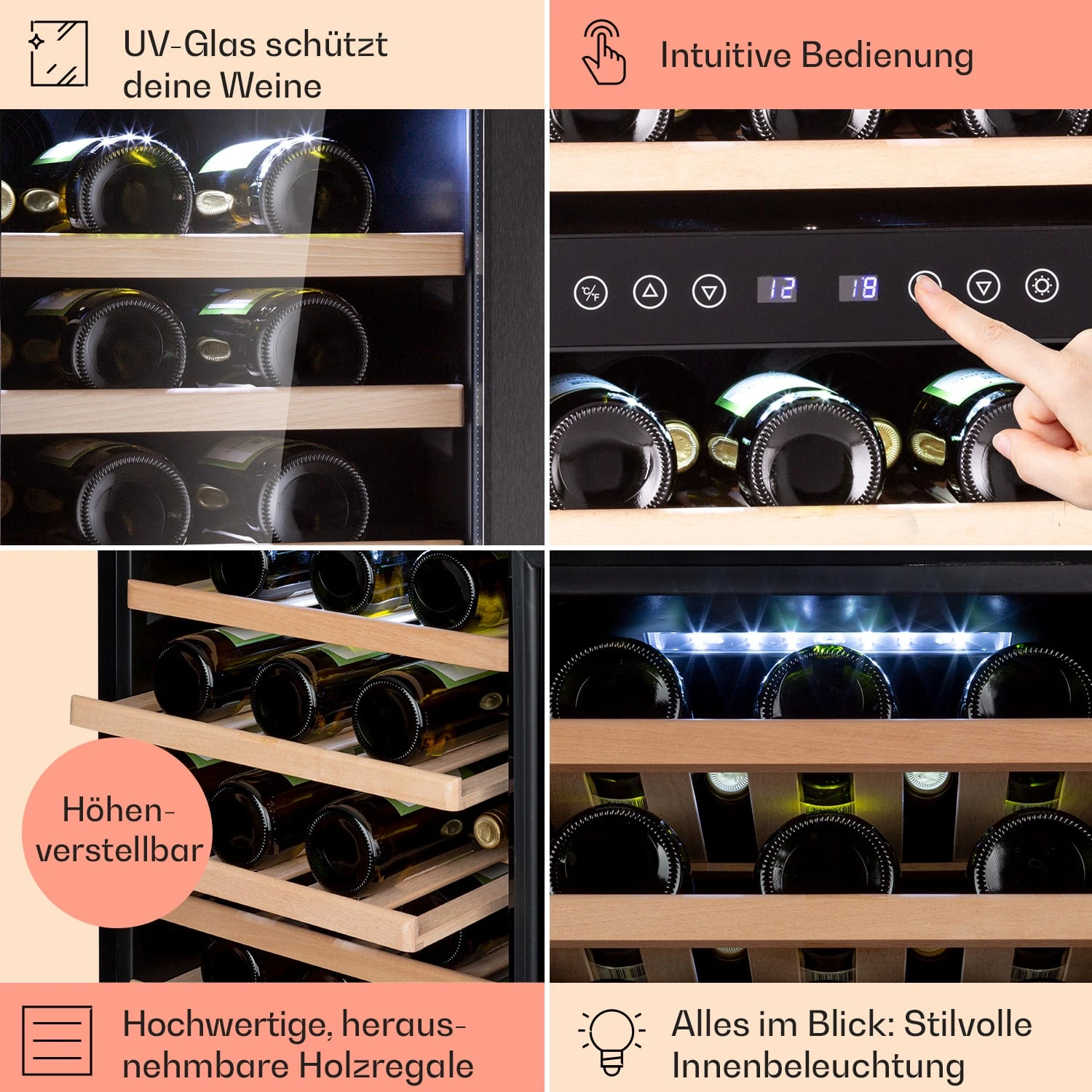 Vinamour 73 Duo Weinkühlschrank 2 Zonen 192 L/73 Flaschen 5-18°C Touch 7 Vinamour 73 Duo Weinkühlschrank 2 Zonen 192 L/73 Flaschen 5-18°C Touch – Bild 5