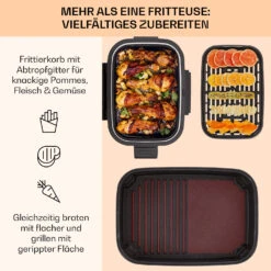 Combo Air Grill-Heißluftfritteuse 5 Programme 1500 Watt 4,5 L Grillkorb 2,5 L Frittierkorb -Klarstein Verkaufsgeschäft 10041330 de 0004 usp
