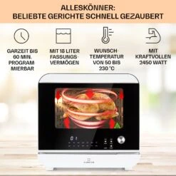 Vita Pro Heißluftfritteuse Dampfgaren 2450 W 18 Ltr 800 Ml Wassertank -Klarstein Verkaufsgeschäft 10041334 de 0003 usp