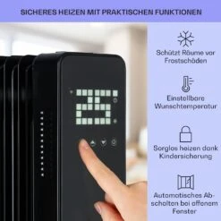 Sanford Smart Ölradiator 2500 W Leistung Wochentimer LED-Display Touch-Panel Klarstein-App -Klarstein Verkaufsgeschäft 10041358 de 0004 usp