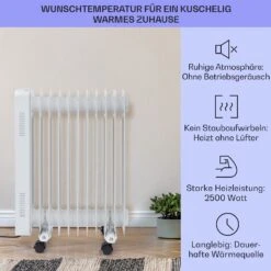Sanford Smart Ölradiator 2500 W Leistung Wochentimer LED-Display Touch-Panel Klarstein-App -Klarstein Verkaufsgeschäft 10041359 de 0002 usp
