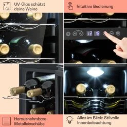 Shiraz 12 Duo Weinkühlschrank 2 Zonen 42L/12 Flaschen 5-12 / 12-18 °C Touch -Klarstein Verkaufsgeschäft 10041361 de 0005 usp