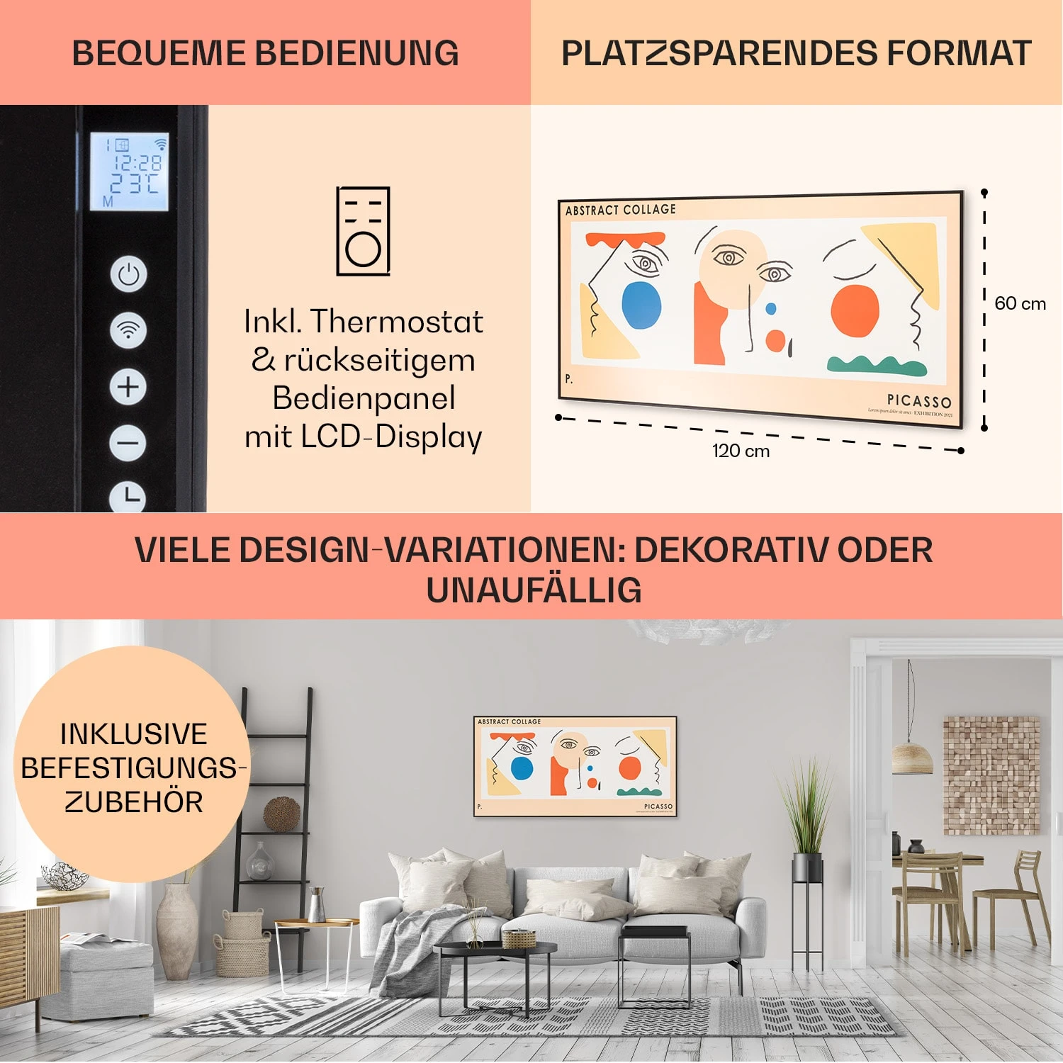 Wonderwall Air Art Smart Infrarotheizung 60x120 Cm 700W Wandinstallation App-Steuerung Abstrakt 8 Wonderwall Air Art Smart Infrarotheizung 60x120 Cm 700W Wandinstallation App-Steuerung Abstrakt – Bild 6