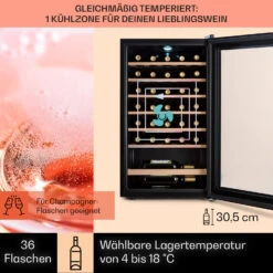 Barossa 32 Uno Weinkühlschrank 1 Zone 95 Liter / 36 Flaschen Touch-Display -Klarstein Verkaufsgeschäft 10041395 de 0003 usp