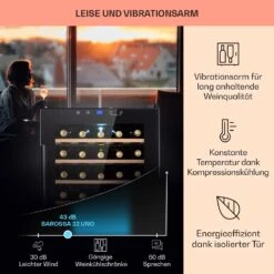 Barossa 32 Uno Weinkühlschrank 1 Zone 95 Liter / 36 Flaschen Touch-Display -Klarstein Verkaufsgeschäft 10041395 de 0004 usp