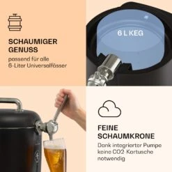 Passau Bierzapfanlage 6 L Universalfässer Druckluftpumpe 3 - 12 °C 65 W -Klarstein Verkaufsgeschäft 10041520 de 0003 logo