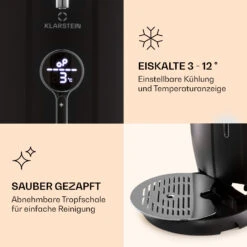 Passau Bierzapfanlage 6 L Universalfässer Druckluftpumpe 3 - 12 °C 65 W -Klarstein Verkaufsgeschäft 10041520 de 0004 logo