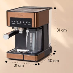 Arabica Comfort Espressomaschine 1350W 20 Bar 1,8l Touch-Bedienfeld -Klarstein Verkaufsgeschäft 10041524 yy 0011 dimensions