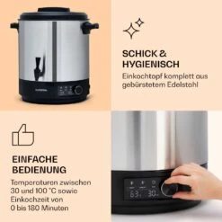 Abbey 25 Einkochautomat Getränkespender 25L 100°C 180min Edelstahl 13 Abbey 25 Einkochautomat Getränkespender 25L 100°C 180min Edelstahl -Klarstein Verkaufsgeschäft 10041838 de 0004 logo