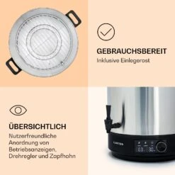 Abbey 25 Einkochautomat Getränkespender 25L 100°C 180min Edelstahl 15 Abbey 25 Einkochautomat Getränkespender 25L 100°C 180min Edelstahl -Klarstein Verkaufsgeschäft 10041838 de 0006 logo